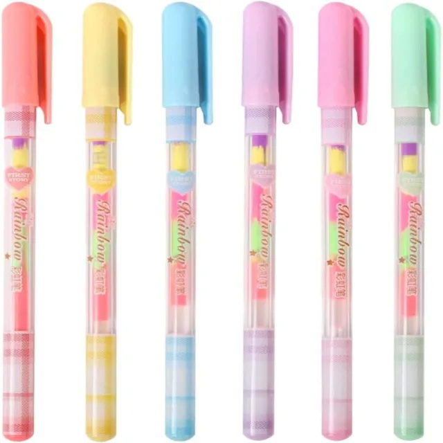 6Pcs Plastics Chisel Tip Marker Pen Color Aesthetic Highlighter Marker   Office