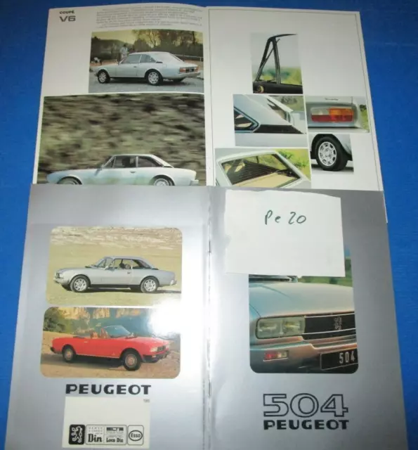 PE 20  / catalogue PEUGEOT 504 coupé 4 et 6 cylindres et cabriolet 4 cylindres