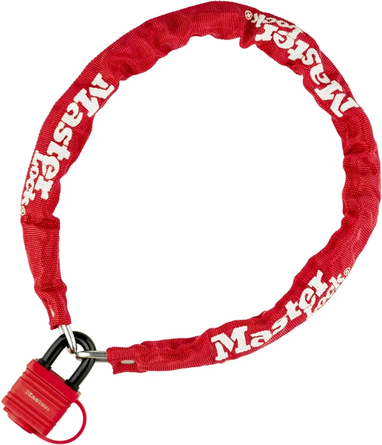 Chaine velo antivol en acier lamine Rouge Cadenas de securite longueur 90 cm