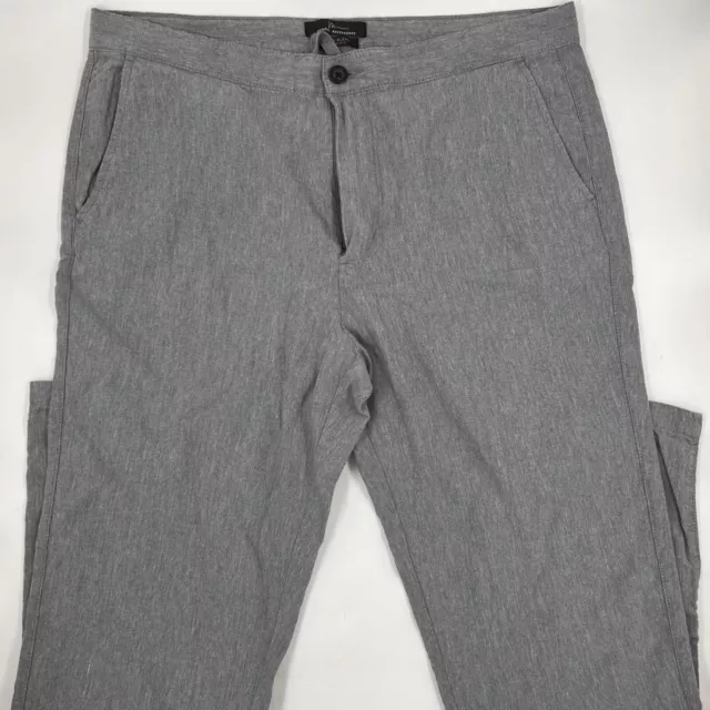 Marc Anthony Mens Pants Size 36/30 Gray Linen Straight Leg Flat Front Button