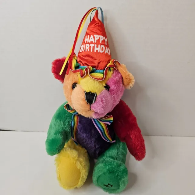 First Main Rainbow Birthday Bear Plush Teddy Primary Colors Stuffed Animal 2010