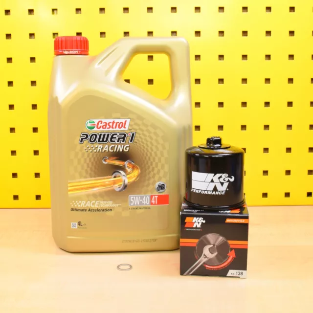 Aprilia RSV4 Tuono V4 1000 1100 K&N Ölfilter + Öl Castrol Power 1 Racing 5w40