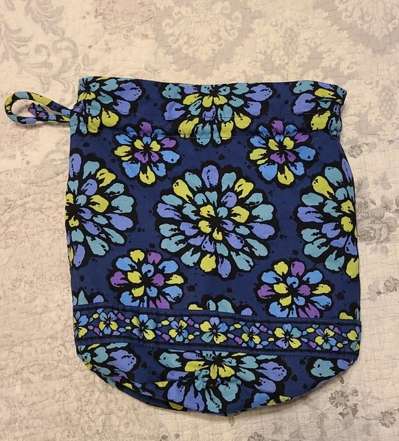 Vera Bradley Wet Dry Ditty Bag Swimsuit Plastic Lined Drawstring Indigo Pop
