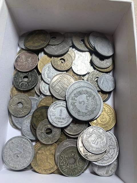 lot de 100 monnaies françaises toutes différentes, 350gr , 100 pièces