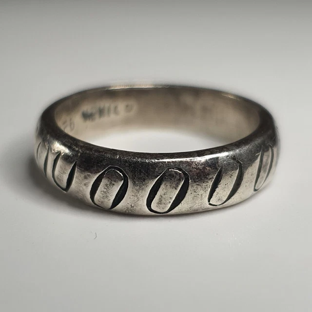 Vintage TAXCO Sterling Silver 925 Mexican Modernist Ring Band Size R 6mm