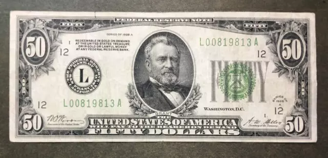 1928-A  $50 Federal Reserve Note [] SAN FRANCISCO [] FR 2101- L [] RARE KEY   ✔