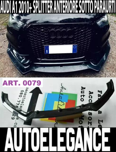 Audi A1 Lama Sotto Paraurti Anteriore Nero Lucido In Abs Rs1 Splitter -...