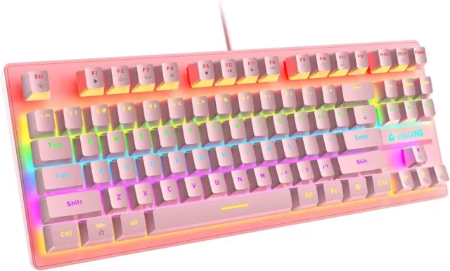 Freewolf K2 Wired Mechanical Gaming Keyboard, Rainbow Backlit for PS4, Laptop