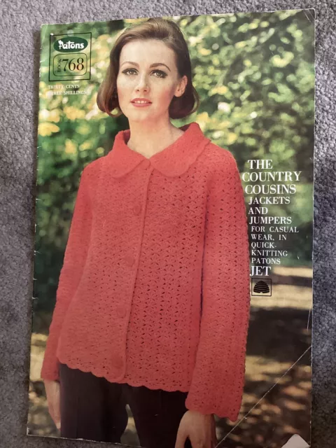 Vintage Patons Knitting Pattern Book 768 The Country Cousins Jackets & Jumpers