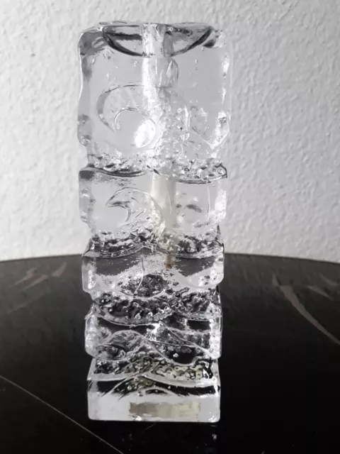 70s Kompakter Glasblock Vase Eisglas  Blockkristall Zweigvase  Deko  70er