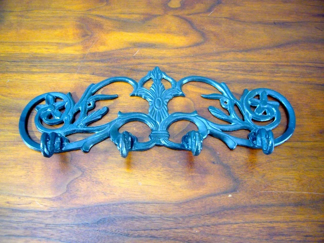 Vintage Wrought Iron 4 Large HOOK WALL MOUNT HANGER 15" LONG