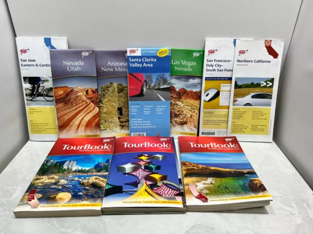 AAA Guide Tour Books & Road Maps Lot - N Cal. S. Cal Nevada 2018 Roadmaps