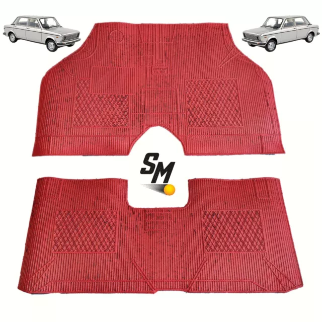 Tappeti per Fiat 128 in gomma+moquette di colore Rosso 100%Made in Italy+OMAGGIO