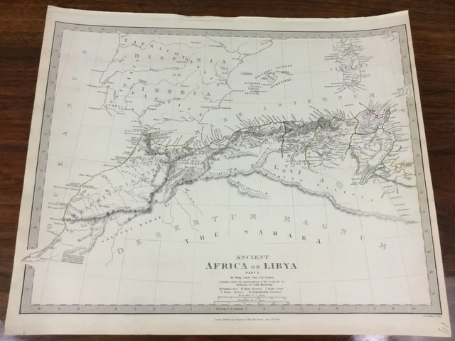 1840 Antique Map of the Sahara Africa Libya Chapman Hall Victorian Old Chart