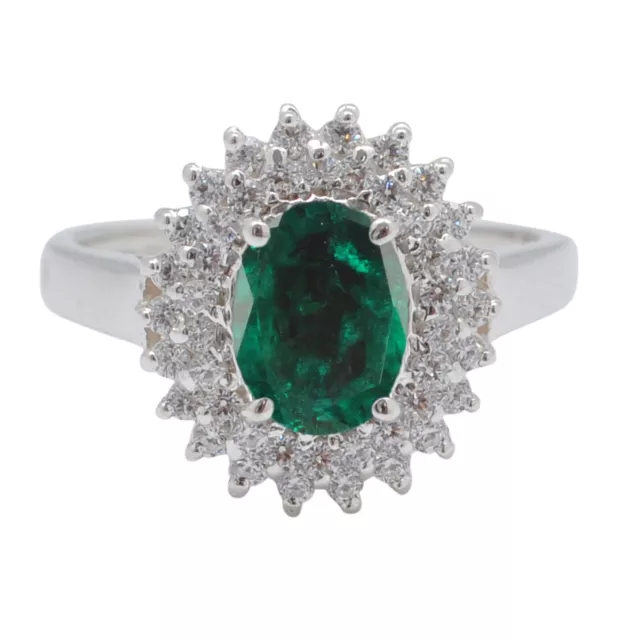 1.45 Carat Oval Shape Natural Green Emerald Solitaire Women's Ring In 925 Silver