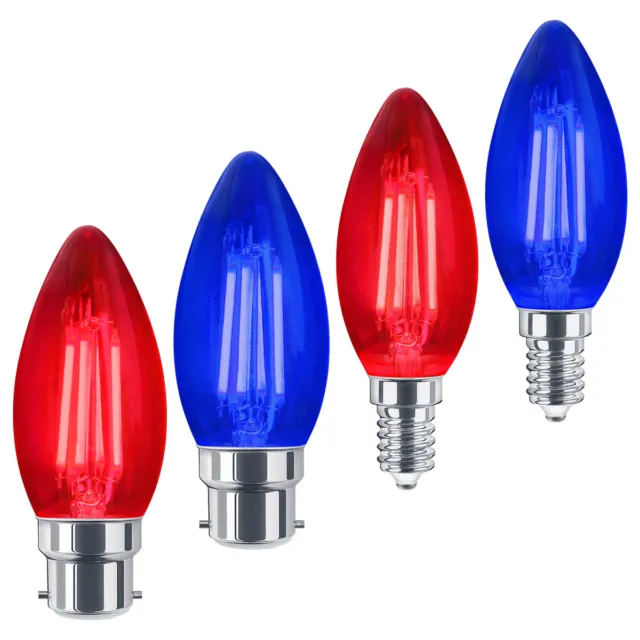 Retro Vintage LED Kerzenlicht Glühbirne ROT BLAU Antik Stil farbige Lampe E14 B22