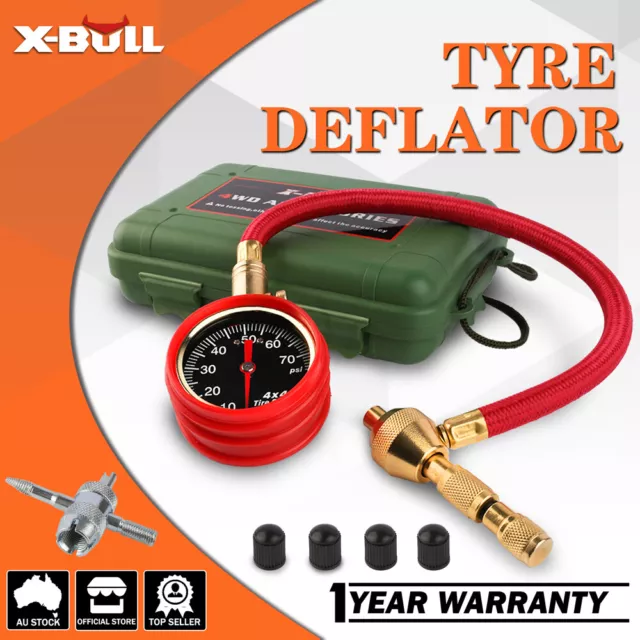 X-BULL Tyre Deflator Tire Air Deflators Rapid 4WD Pressure Gauge Valve Tool 4x4