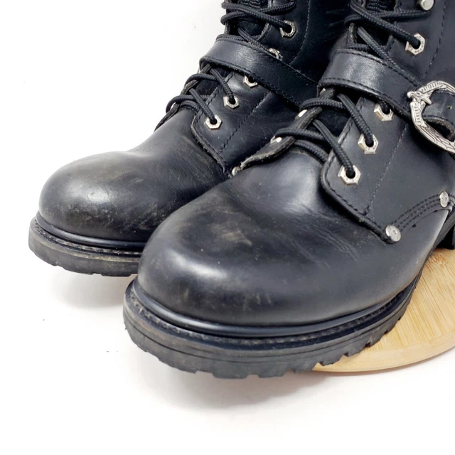 HARLEY DAVIDSON BOOTS Mens 12 Faded Glory Black Leather Harness Buckle