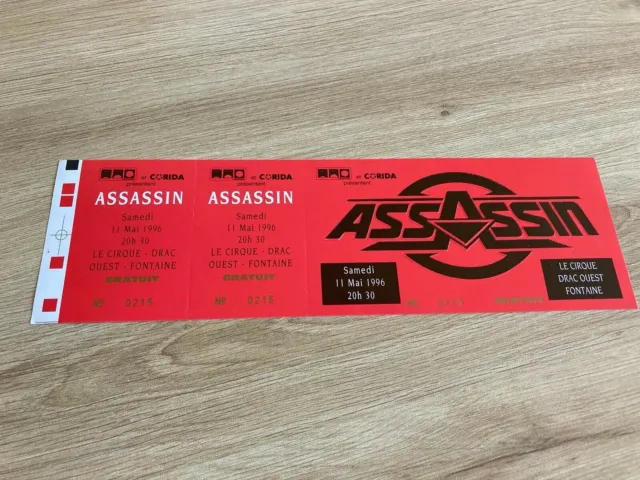 ASSASSIN, ticket de concert complet 1996/Drac