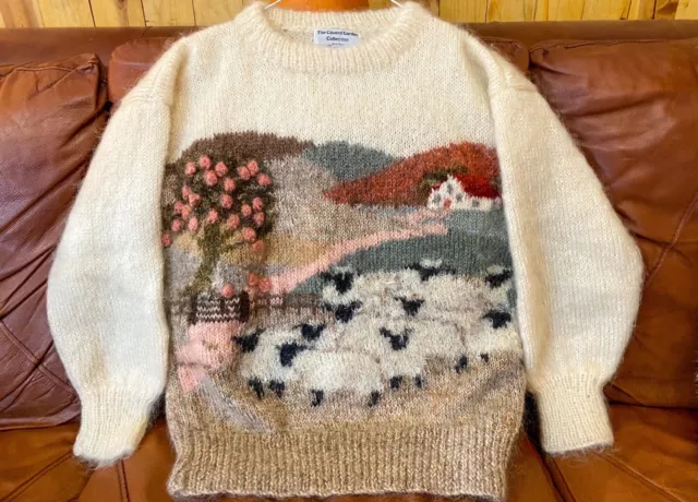 VTG RARE Susie Lee Mohair Sweater Hand Knit Sheep 80’s England Woman’s