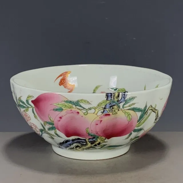 Chinese Porcelain Qing Dynasty Qianlong Famille Rose Peach Pattern Bowl 5.35''
