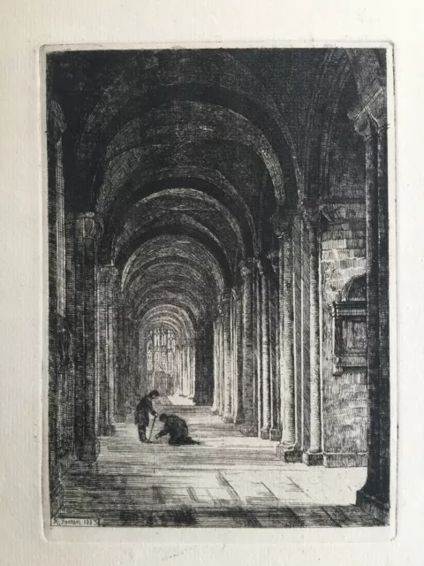 1883 Etching; Norwich Cathedral, Norfolk by R. Forren?