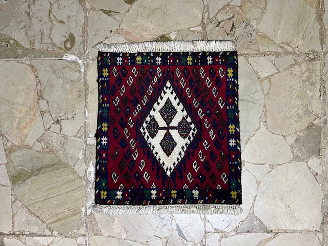 Tappeto Sirjan Persia Manifattura Antica Misura 0.50m X 0.46m Circa.