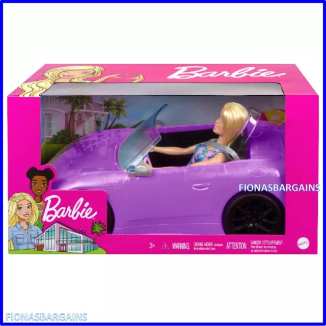 Barbie lila lila Cabrio Auto mit Puppe - HBY29 - BRANDNEU