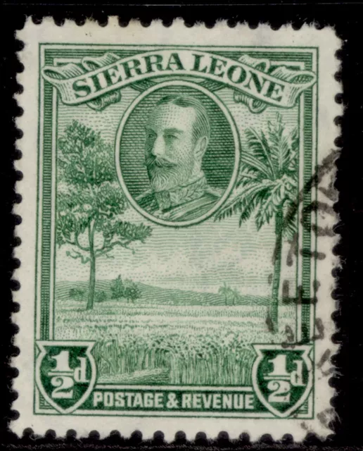 SIERRA LEONE GV SG155, ½d green, FINE USED.