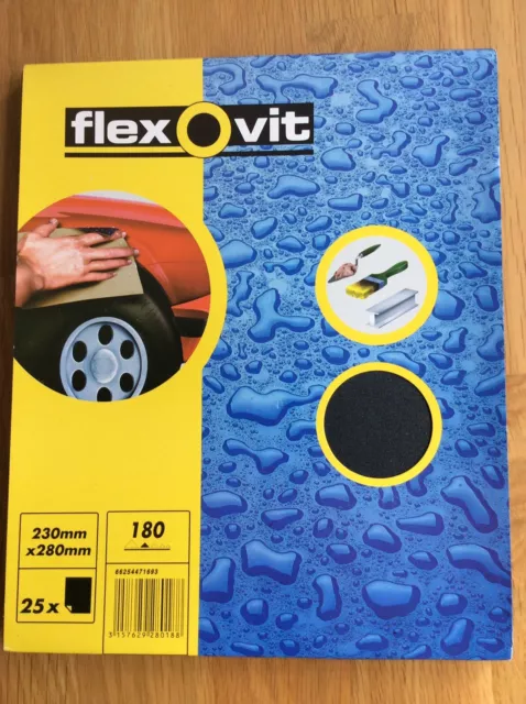 Flexovit By Norton Waterproof Sand Paper 180 Grit 230mm X 280mm 25Pk