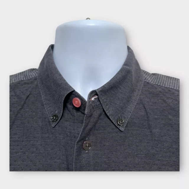 Paul Smith Shirt Men's Medium Tailored Fit Gray Geometric w/ Contrasting Cuffs