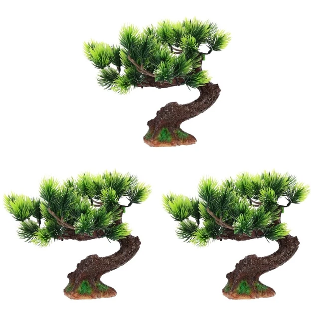 Set of 3 Resin Fish Tank Landscaping Pine Tree Ornament Aquarium Decorations
