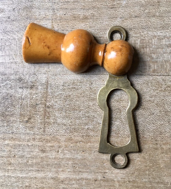 Antique Escutcheon Keyhole Wooden Vintage Door Hardware Victorian Old Salvage