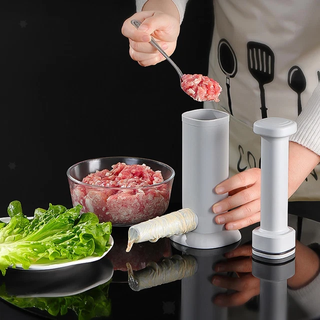 Machine à Remplir Saucisses Manuelle 3L – Acier Inox + 6 Tubes – Fabrication Maison Facile & Saine – Duoruameng