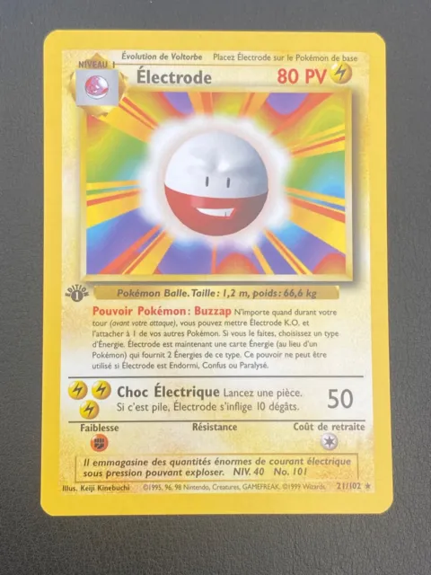 Pokemon Card Fr Set Of Base - Electrode 21/102 Edition 1 Rare - NM / M.