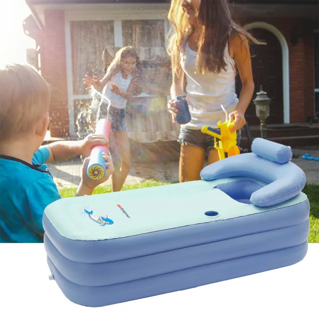 Bleu Baignoire en PVC Baignoire Gonflable Portable Pliante Spa Adulte Relax 3