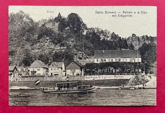 AK Sächsische Schweiz um 1925 Gasthaus Erbgericht Rathen mit Fähre    ( 119433