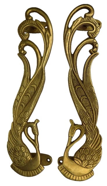Peacock Shape Antique Style Handmade Brass Big Door Gate Pull Handles Home Decor