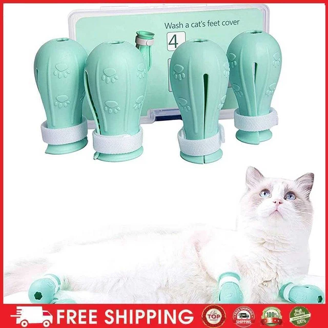 ANTKING Zapatos para perro Protección para patas Gatos Juego de baño, 4 piezas Resistente a arañazos Gato-pie