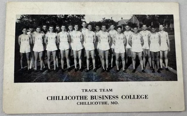 Antique Postcard 1939 Track Team Chillicothe Business College Missouri PC