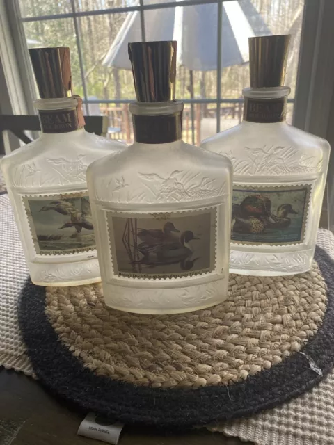 Jim Beam Whiskey Decanters - Duck Stamp - Empty - Lot Of 3 - As Is
