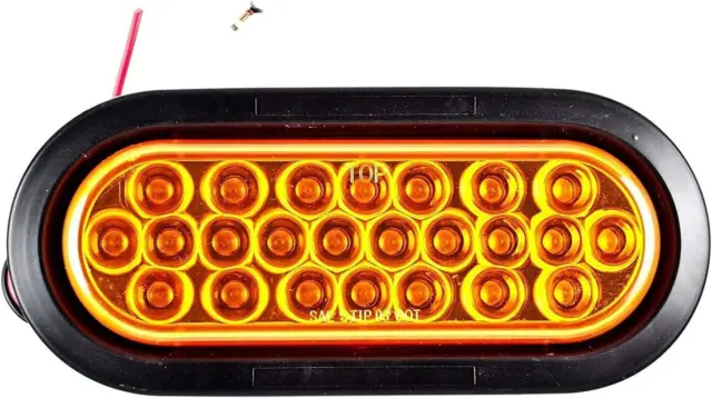 ] 6" Oval LED Recessed Amber Strobe Light, 24 LED DOT/SAE Approved & Marked, Wat