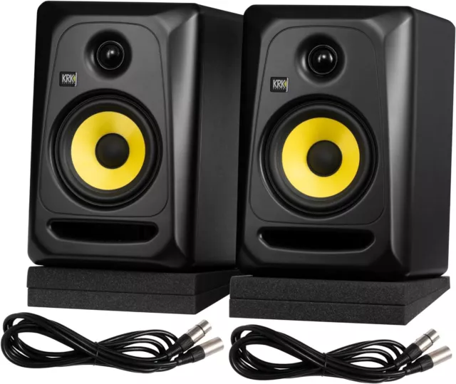 KRK CLASSIC 5 RP5 G3 coppia STUDIO MONITOR ATTIVI 50W + Cavi XLR+ Pad Isolanti