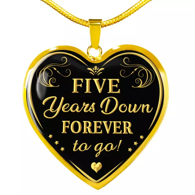 FIVE YEARS MARRIAGE 5th Wedding Anniversary Necklace Heart Pendant Gift