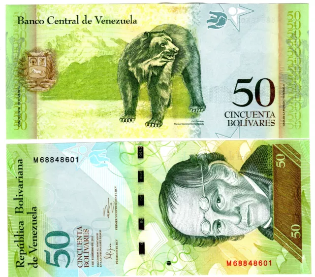 VENEZUELA Billet 50 BOLIVARES 2015 P92  OURS /  SIMON RODRIGUEZ UNC NEUF