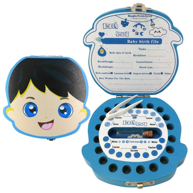 Baby Tooth Fairy Box, First Tooth Keepsake Box for Kids - Wooden Tooth Holder &
