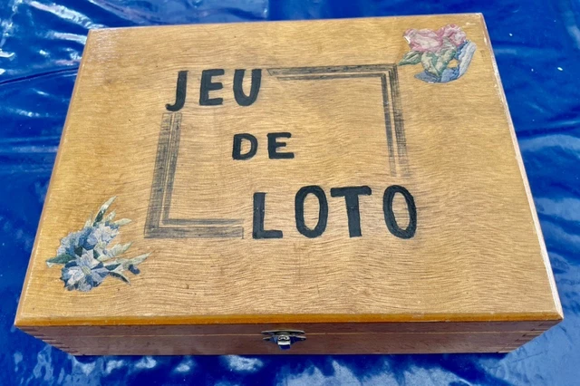 Ancien Coffret De Loto En Bois JJF Début 20e Siècle – Jeu De Société Vintage