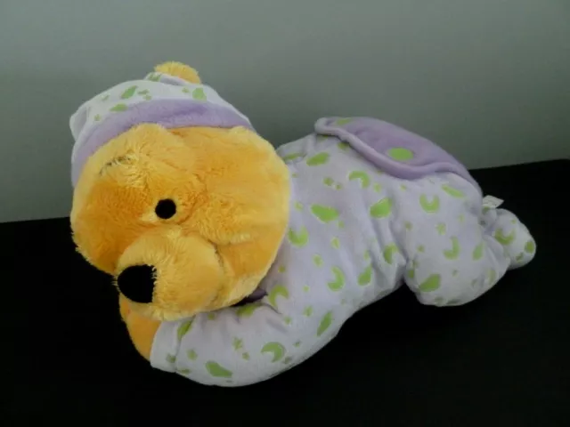 *. DOUDOU PELUCHE DISNEY NICOTOY WINNIE MAUVE JAUNE LUNE VERT PYJAMA 30cm NEUF*