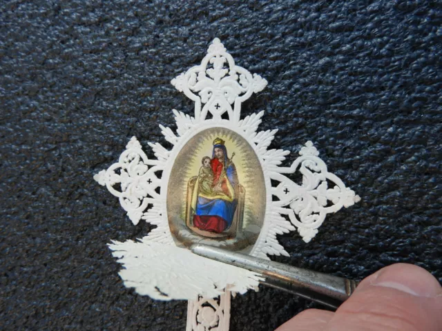c.1900 HL. MARIA HEILIGENBILDCHEN Spitzenbildchen holy Canivet Prägebildchen 2