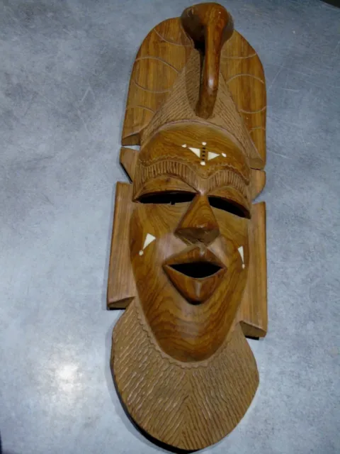 sculpture masque africain déco murale, en bois
